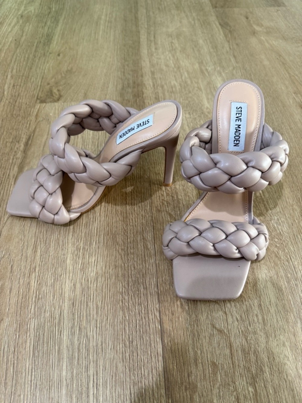 Steve Madden Braided Double-Strap Slide Sandals in Light Taupe